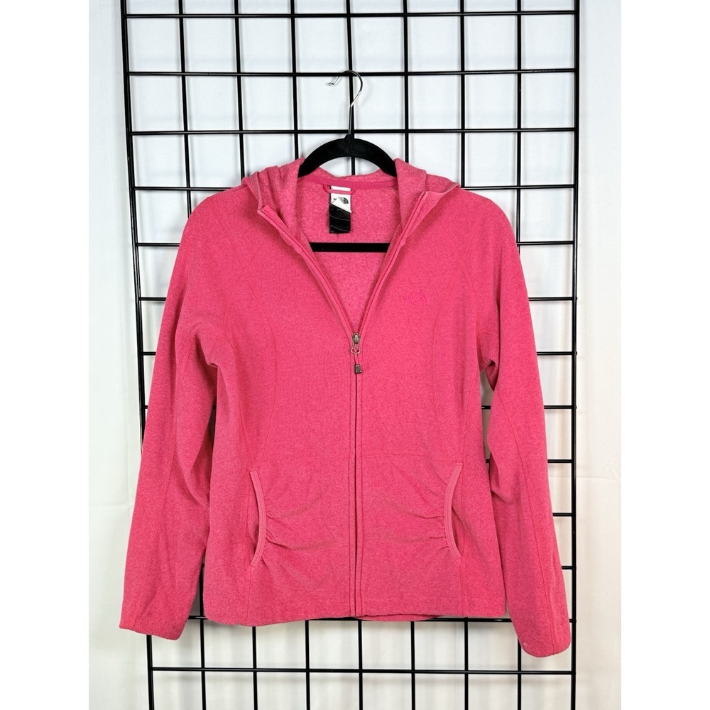 THE NORTH FACE Terry Cloth Fleece Jacket Womens M Pink Full Zip Thumb Holes